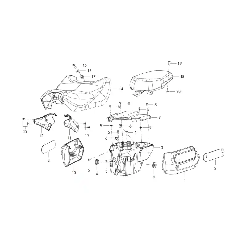 Selle / Coque Arrière 19 – VIS M8X20 SRK800RR Prix Cassé