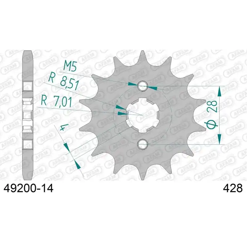 Authentique Pignon 14 dents pour chaine 428