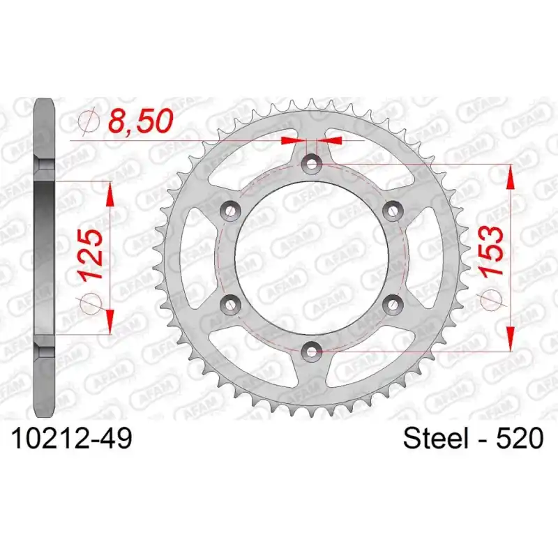 Top Vente Couronne Acier 49 dents pour chaine 520