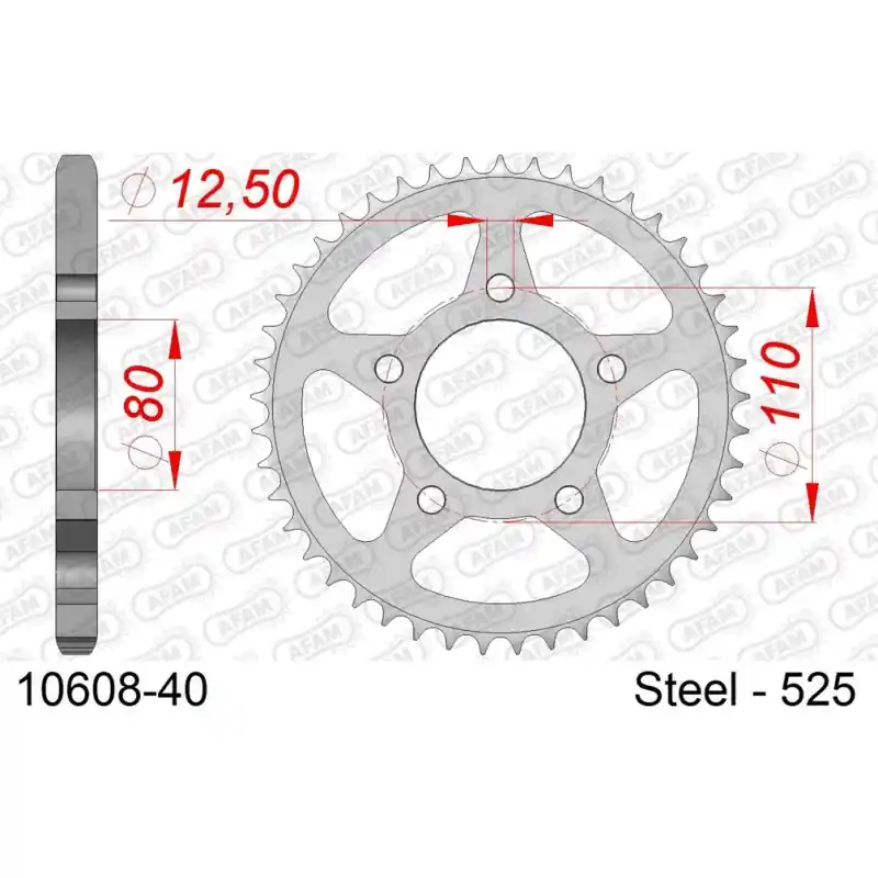 Usine Directe Couronne Acier 40 dents pour chaine 525