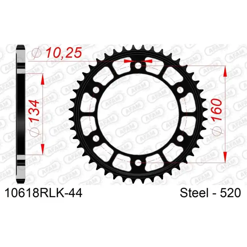 Solde Couronne Acier 44 dents pour chaine 520