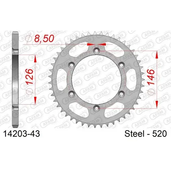 Vente Directe Couronne Acier 43 dents pour chaine 520