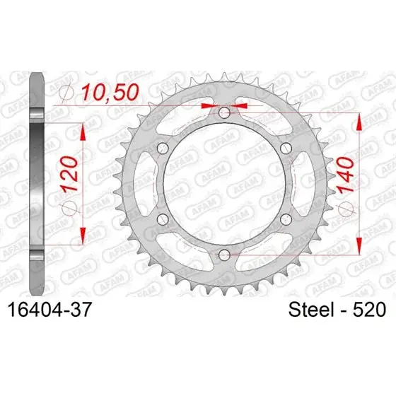 Vente Directe Couronne Acier 37 dents pour chaine 520