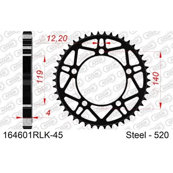 Achat Immédiat Couronne Acier 45 dents pour chaine 520
