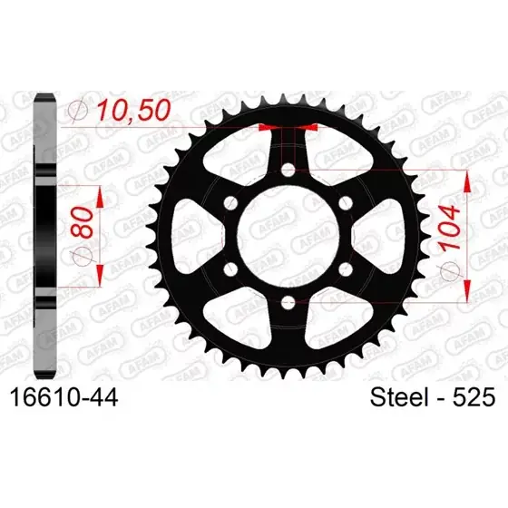 Solde Couronne Acier 44 dents pour chaine 525