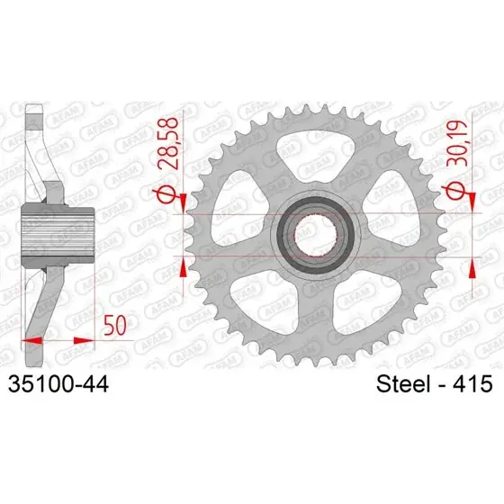 Vente Directe Couronne Acier 44 dents pour chaine 415