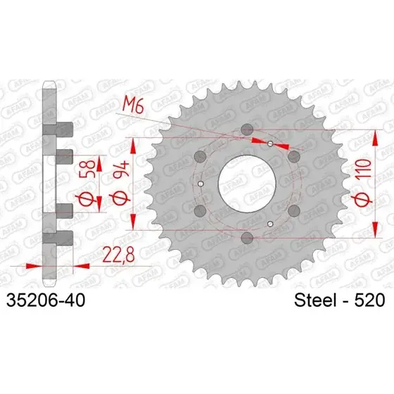 Vente Flash Couronne Acier 40 dents pour chaine 520
