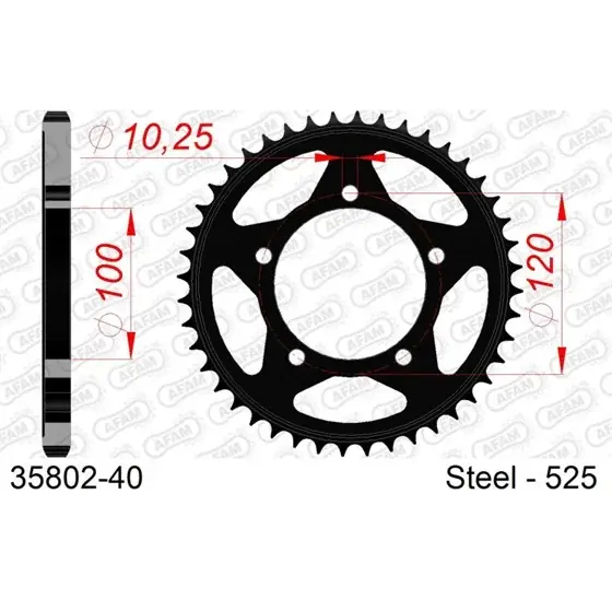 Petit Prix Couronne Acier 40 dents pour chaine 525