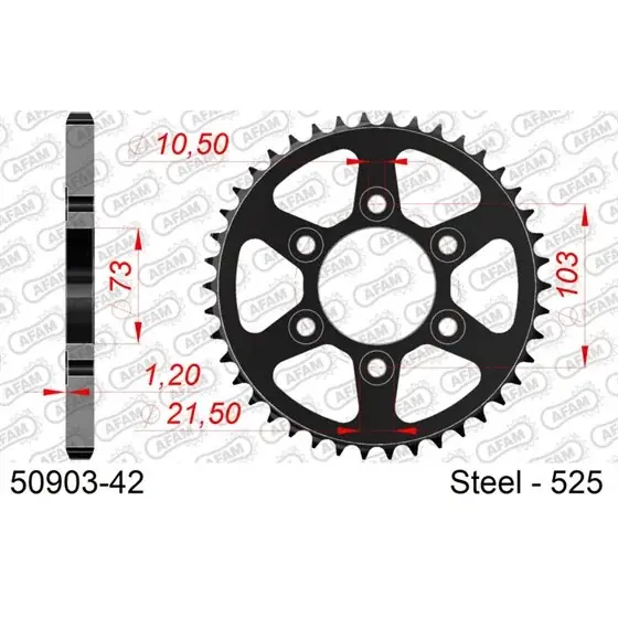 Solde Couronne Acier 42 dents pour chaine 525