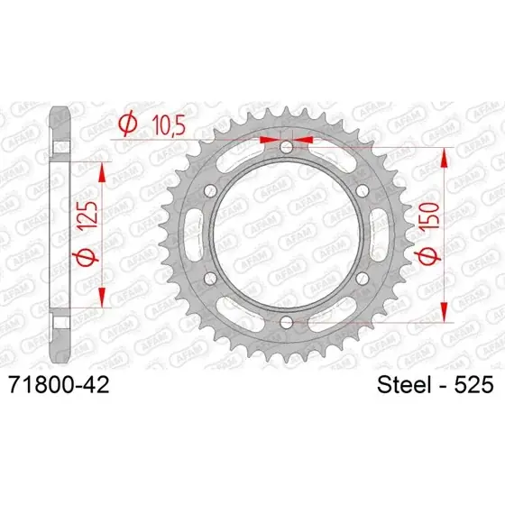 Super Prix Couronne Acier 42 dents pour chaine 525