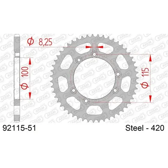 Vente Flash Couronne Acier 51 dents pour chaine 420
