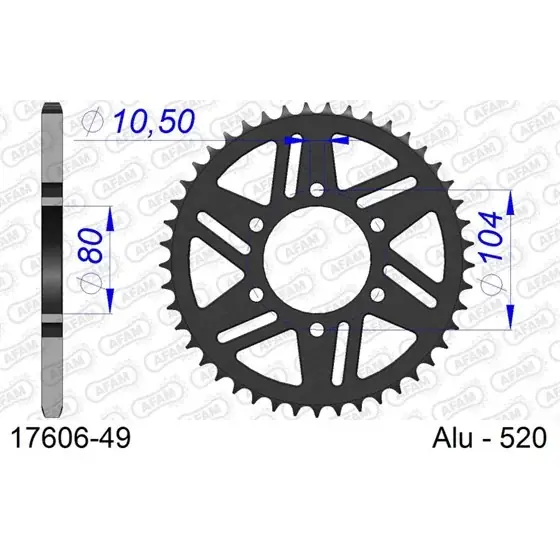 Couronne En Alu 49 dents pour chaine 520 Nouvel Arrivage