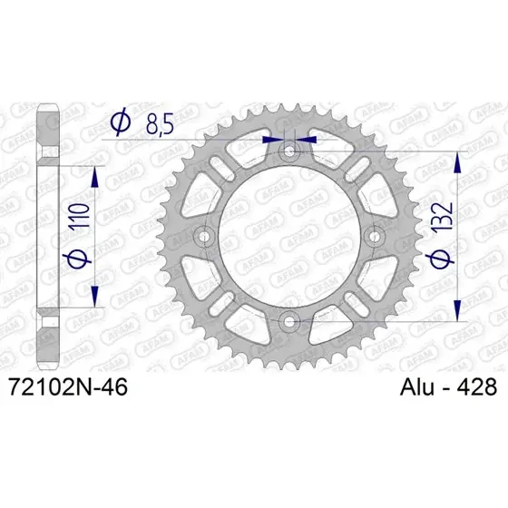 Soldes Couronne En Alu 46 dents pour chaine 428