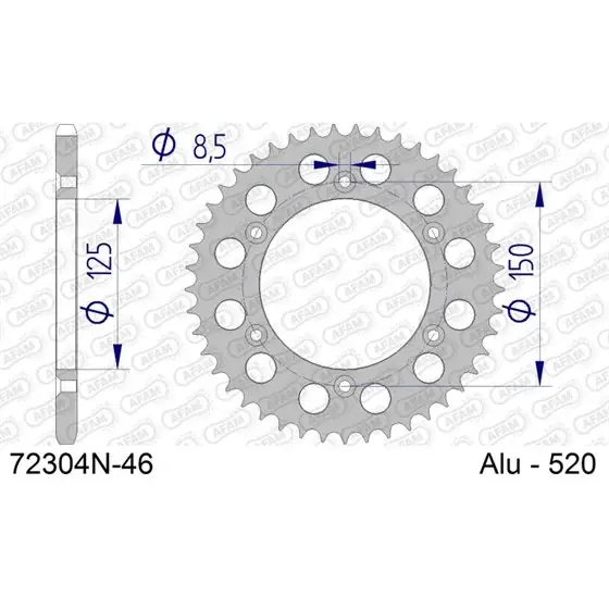Satisfait Ou Remboursé Couronne En Alu 46 dents pour chaine 520