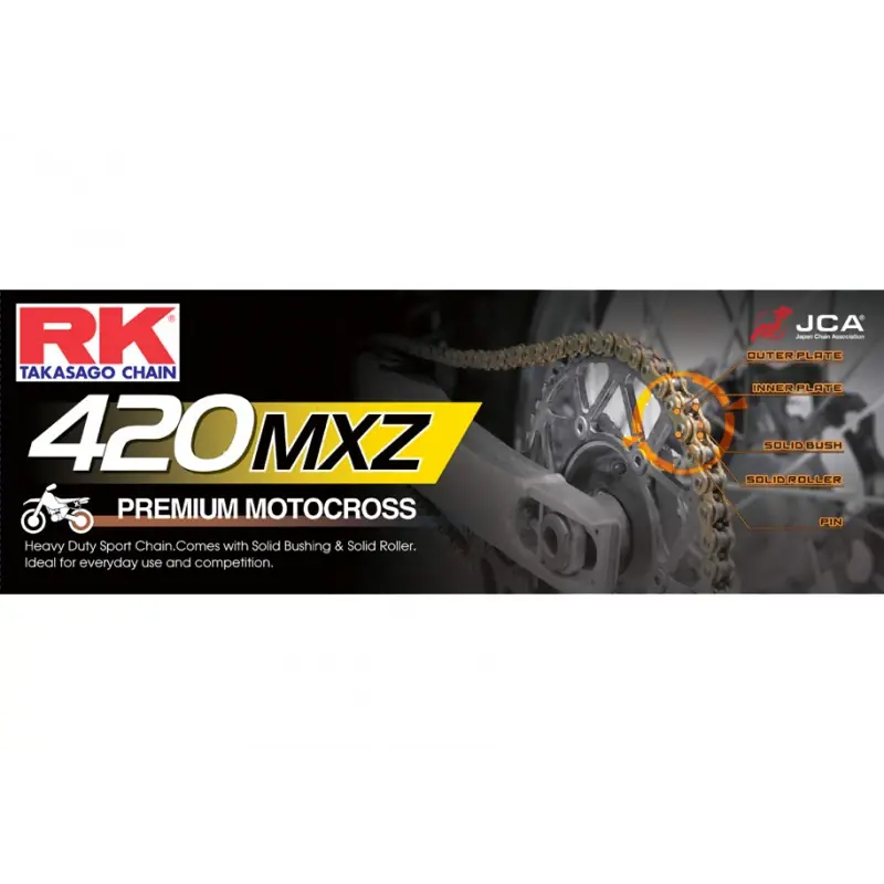 Promotion Chaine RK 420MX Motocross Ultra Renforcée Pas de 420 – Couleur Acier