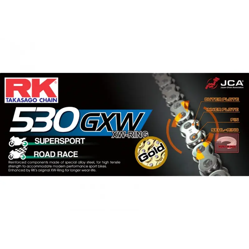 Chaine RK GB530GSV XW'Ring Ultra Renforcée Pas de 530 – Couleur Gold Offre Du Jour