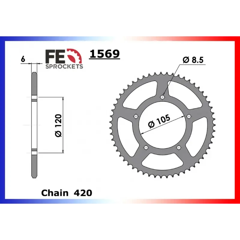 Vente Flash Couronne Acier 53 dents pour chaine 420 – France Equipement 0372.1569.53