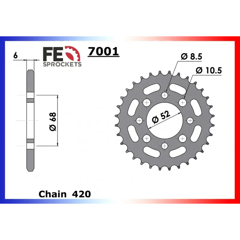 Acheter Direct Couronne Acier 44 dents pour chaine 420 – France Equipement 0405.7001.44