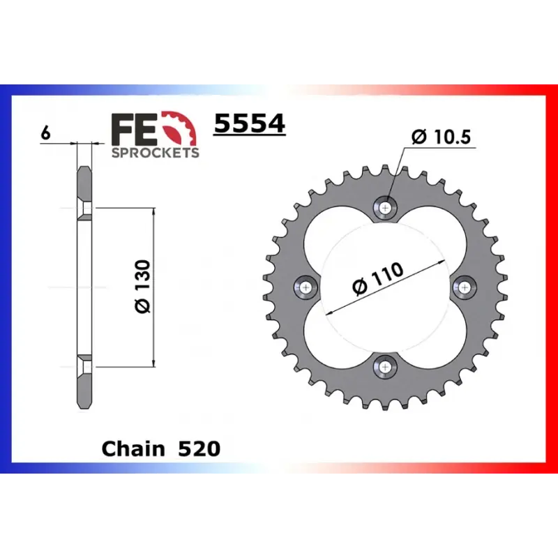 Soldes Couronne Acier 40 dents pour chaine 520 – France Equipement 1006.5554.40
