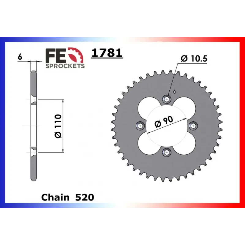 Authentique Couronne Acier 40 dents pour chaine 520 – France Equipement 1007.1781.40
