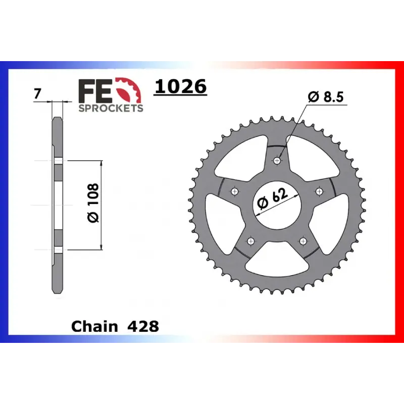 Top Vente Couronne Acier 54 dents pour chaine 428 – France Equipement 1168.1026.54