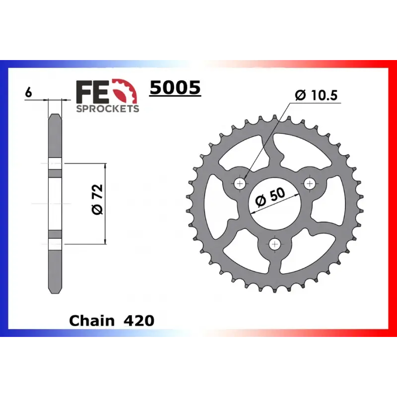 Achat Immédiat Couronne Acier 47 dents pour chaine 420 – France Equipement 1403.5005.47