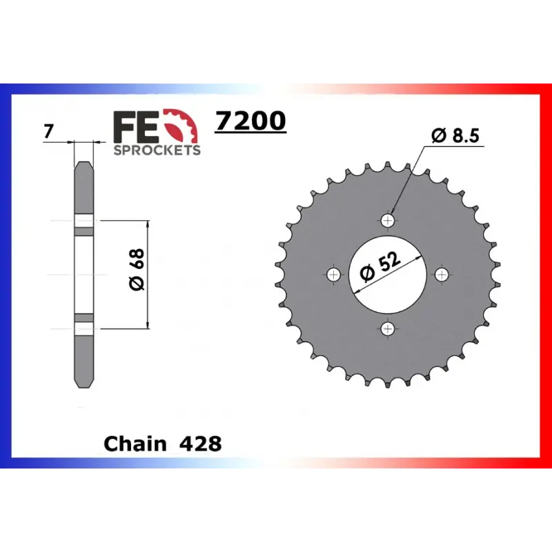 Acheter En Ligne Couronne Acier 32 dents pour chaine 428 – France Equipement 1590.7200.32