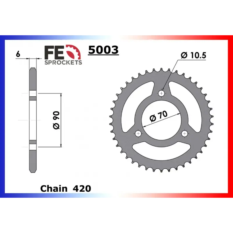 Usine Directe Couronne Acier 37 dents pour chaine 420 – France Equipement 1704.5003.37