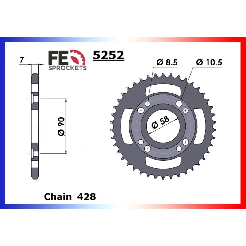 Top Vente Couronne Acier 33 dents pour chaine 428 – France Equipement 2903.5251.33