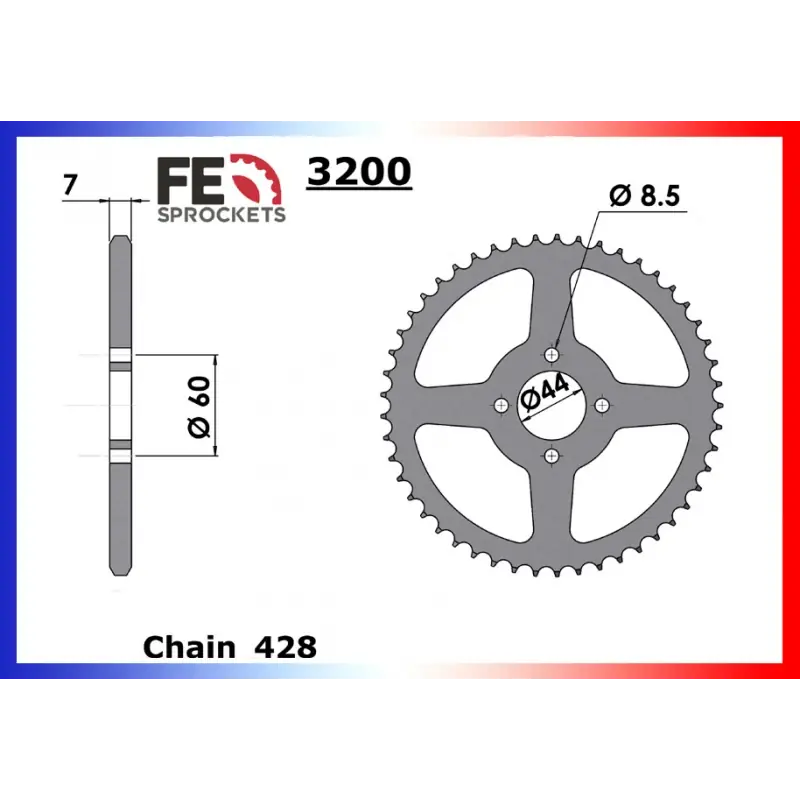 Vente Directe Couronne Acier 42 dents pour chaine 428 – France Equipement 2915.3200.42