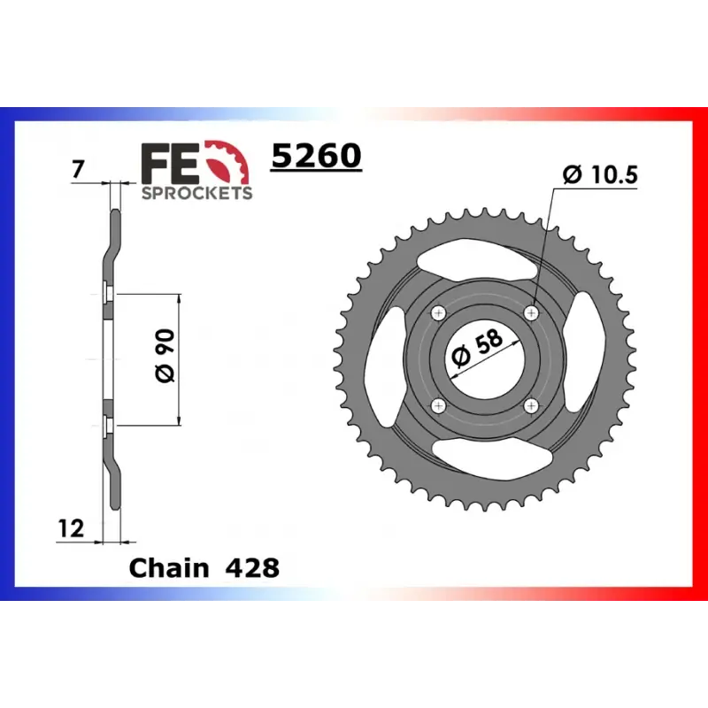 Vente Flash Couronne Acier 48 dents pour chaine 428 – France Equipement 2915.5260.48