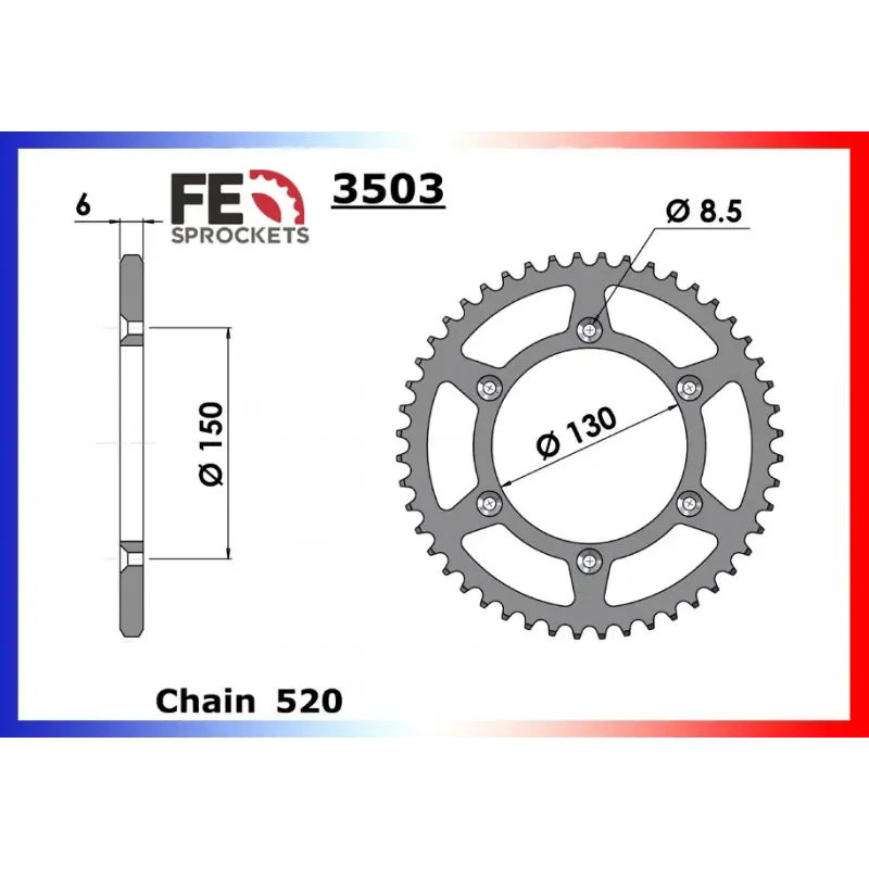 Top Vente Couronne Acier 38 dents pour chaine 520 – France Equipement 3011.3503.38