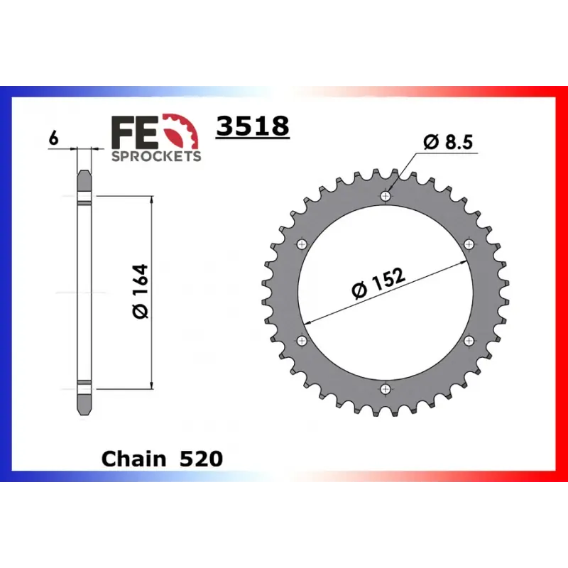 Usine Directe Couronne Acier 43 dents pour chaine – France Equipement 3640.3518.43