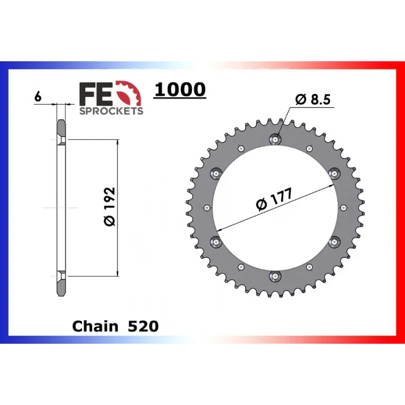 Expédié Aujourd&rsquo;hui Couronne Acier 52 dents pour chaine 520 – France Equipement 4504.1000.52