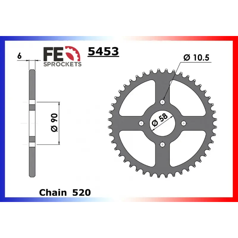 Acheter Direct Couronne Acier 43 dents pour chaine 520 – France Equipement 4913.5453.43