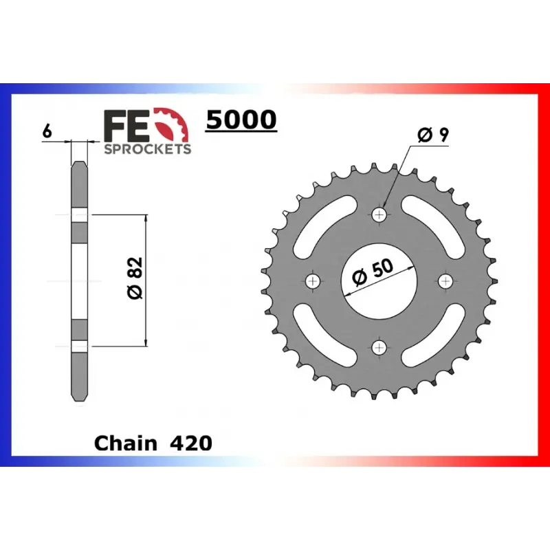 Bon Marché Couronne Acier 38 dents pour chaine 420 – France Equipement 5002.5000.38