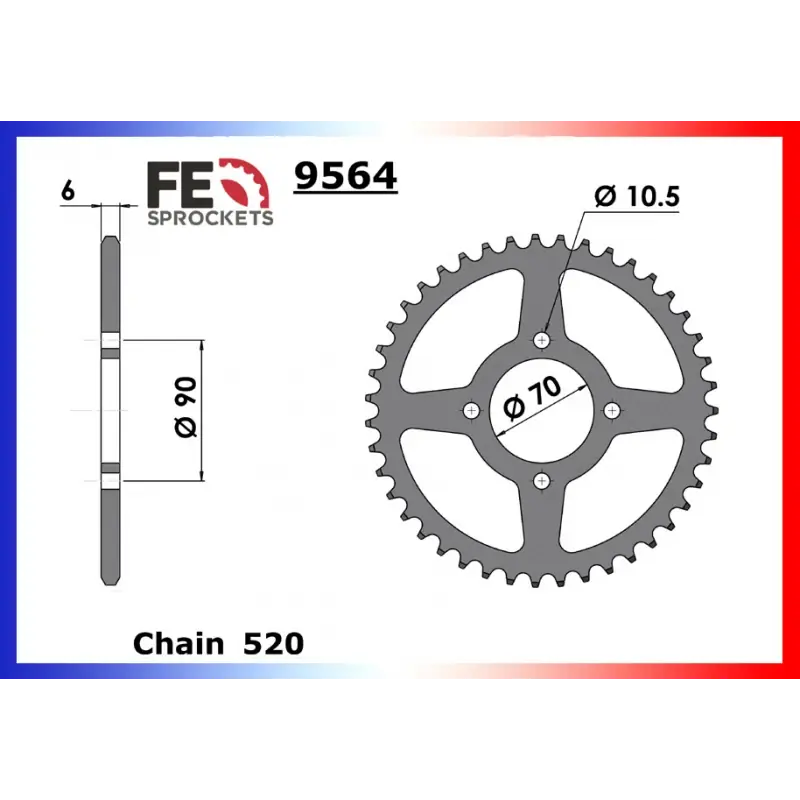 Certifié Couronne Acier 40 dents pour chaine 520 – France Equipement 5080.9564.40