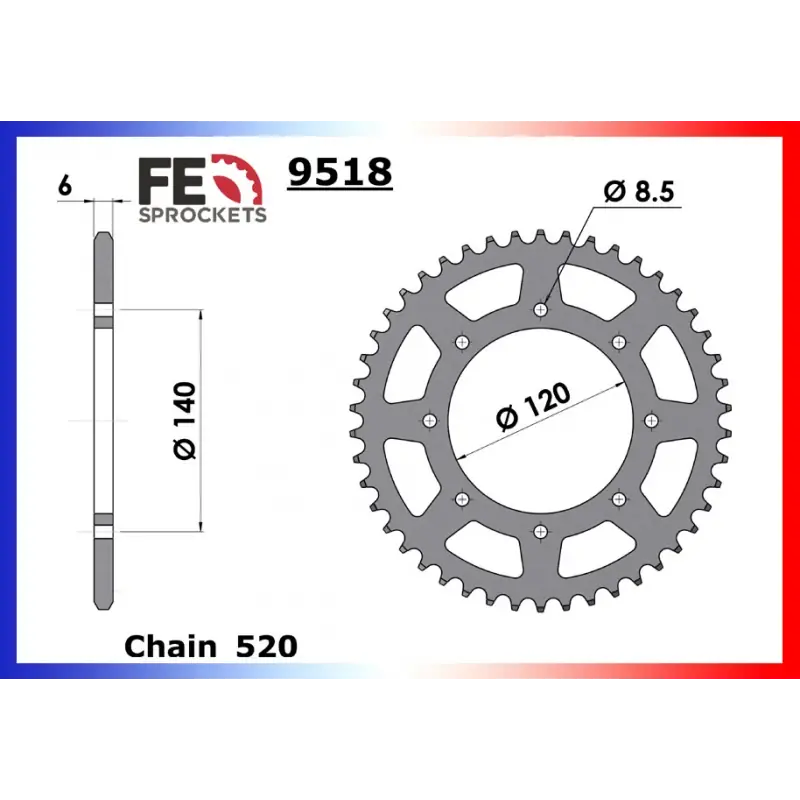 Achetez Aujourd&rsquo;hui Couronne Acier 46 dents pour chaine 520 – France Equipement 5114.9518.46