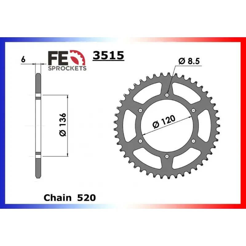 Acheter Direct Couronne Acier 37 dents pour chaine 520 – France Equipement 5204.3515.37