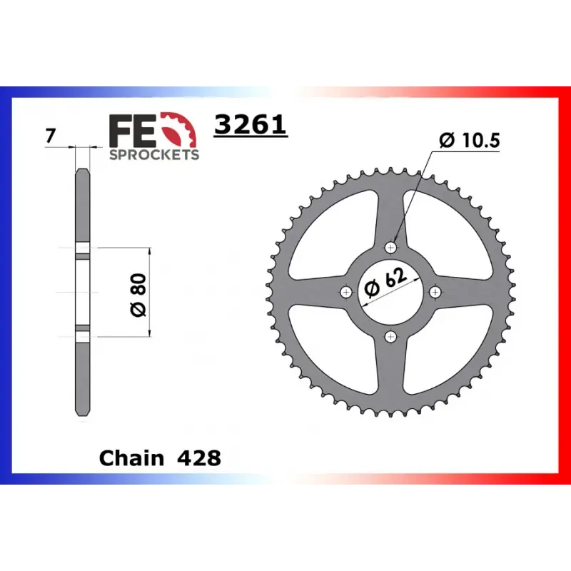 Achat Immédiat Couronne Acier 50 dents pour chaine 428 – France Equipement 6000.3261.50