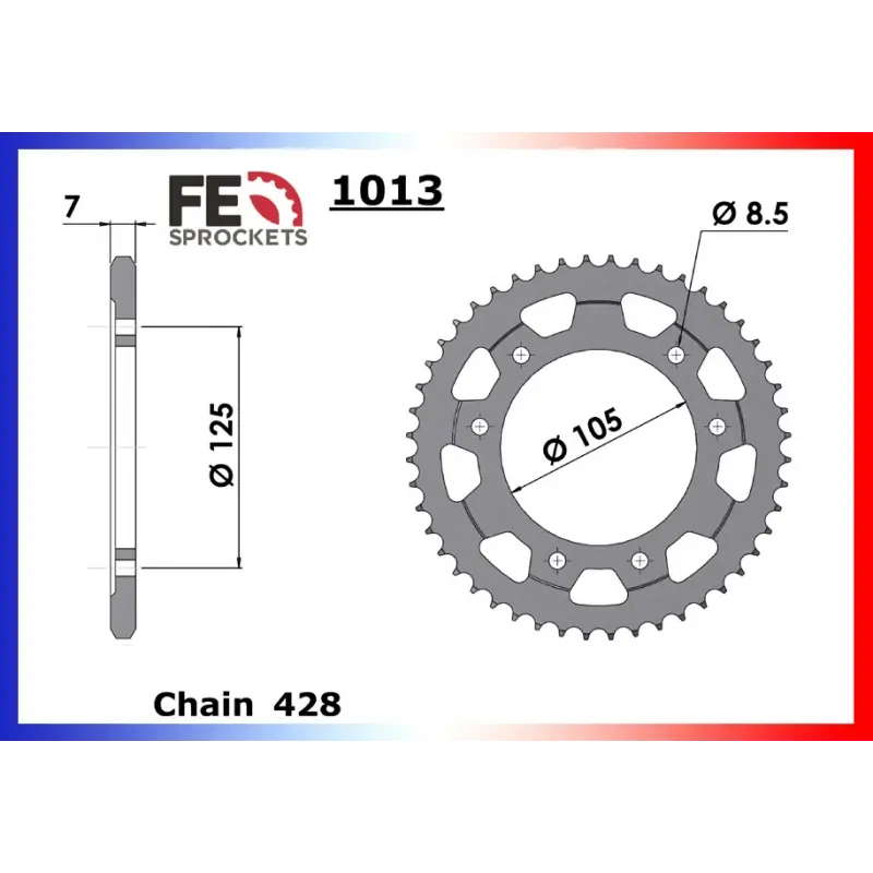 Acheter Direct Couronne Acier 44 dents pour chaine 428 – France Equipement 6451.1013.44