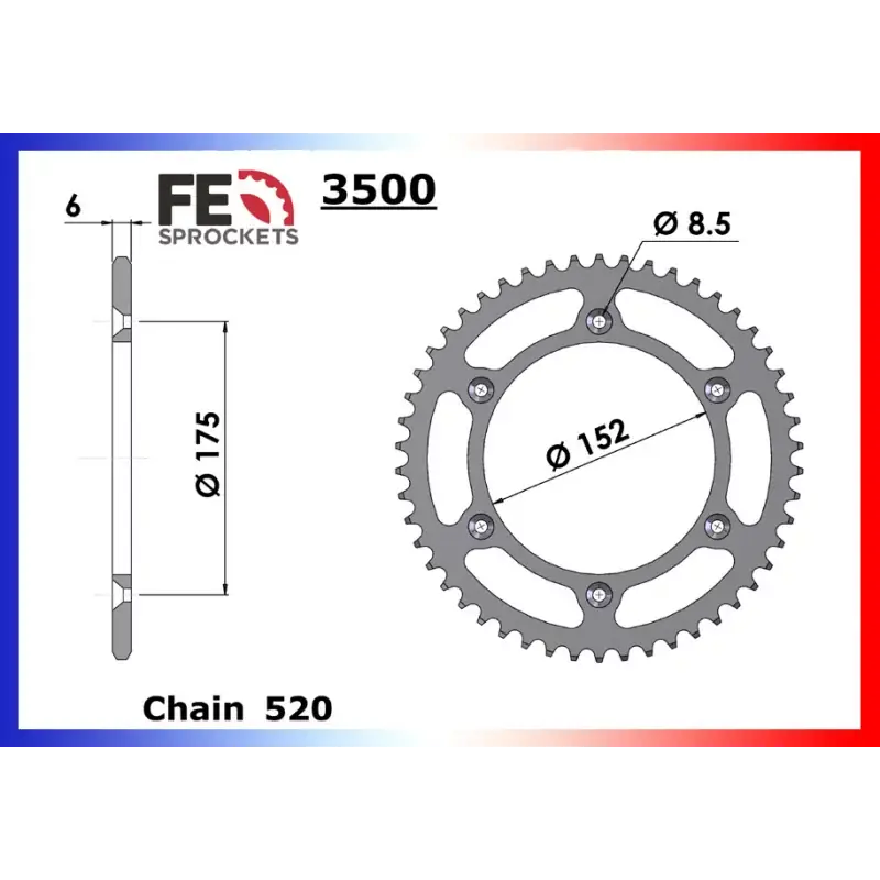 Soldes Couronne Acier 40 dents pour chaine 520 – France Equipement 8602.3500.40