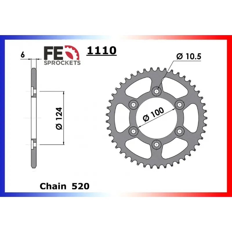Couronne Acier 38 dents pour chaine – France Equipement 9333.1110.38 Prix Cassé