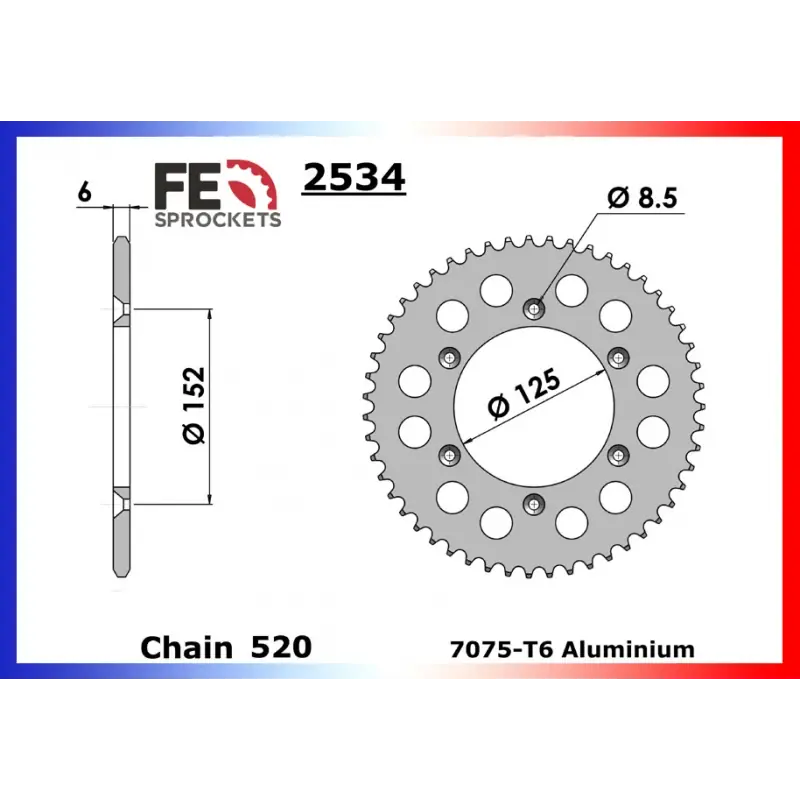 Prix Bas Couronne Alu 47 dents pour chaine 520 – France Equipement 3610.2534.471
