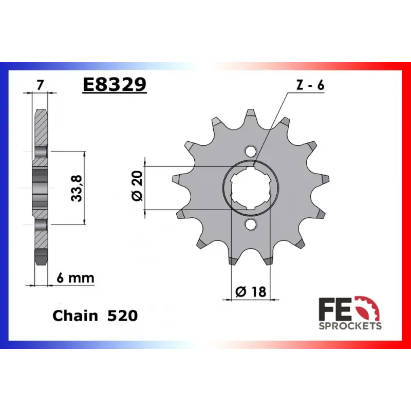 Bon Marché Pignon 12 dents pour chaine 520 – France Equipement 1003.E8329.12