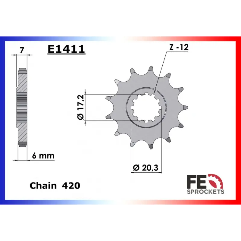 Acheter Direct Pignon 14 dents pour chaine 420 – France Equipement 1026.E1411.14