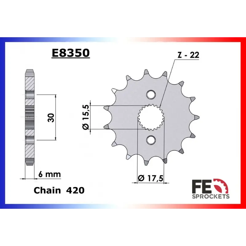Remise Pignon 16 dents pour chaine 420 – France Equipement 1704.E350.16