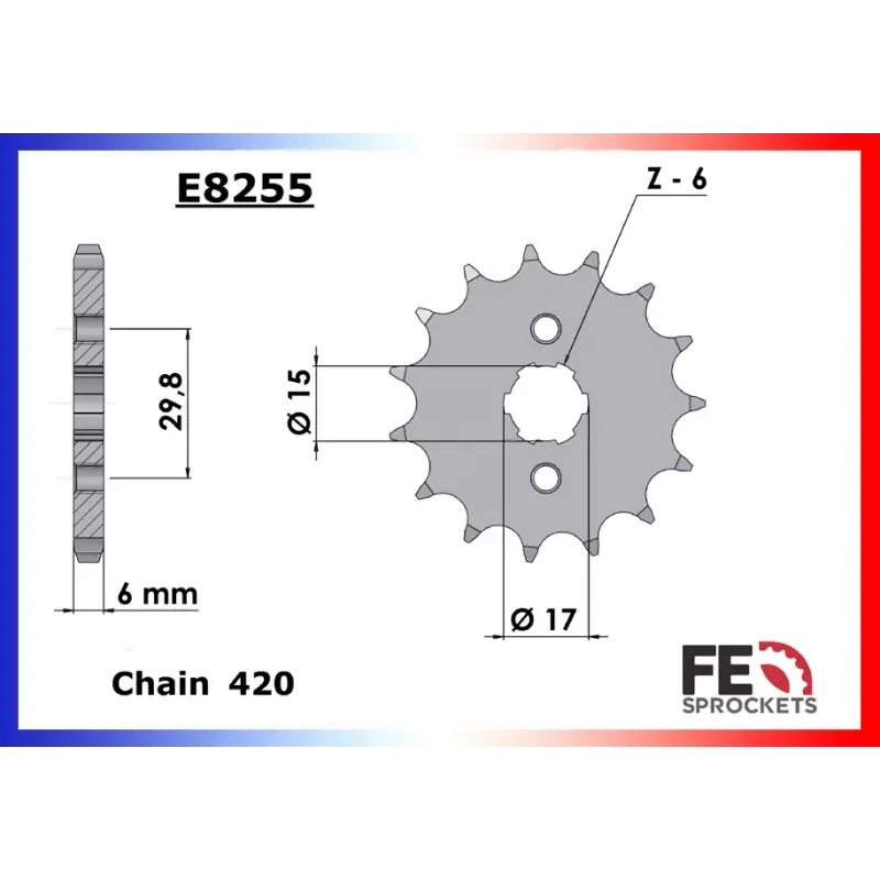 Commander Vite Pignon 12 dents pour chaine 420 – France Equipement 1707.E255.12