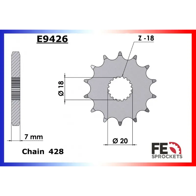 Authentique Pignon 16 dents pour chaine 428 – France Equipement 3260.E426.16