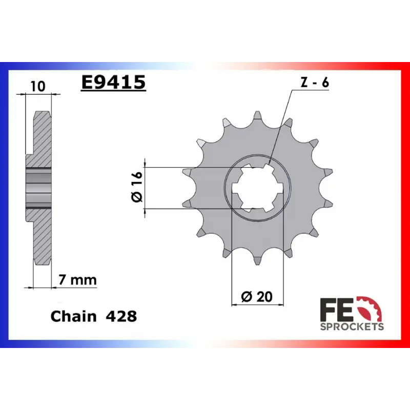 Authentique Pignon 14 dents pour chaine 428 – France Equipement 3263.E9415.14